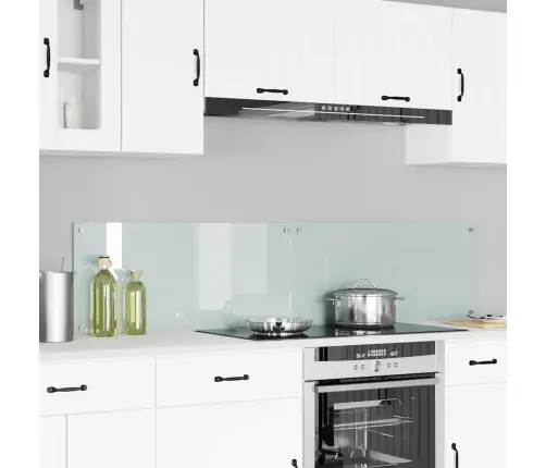 Virtuves Aizsargpanelis Balts 90 X 40 X 0.8 Cm Rūdīts Stikls Vidaxl