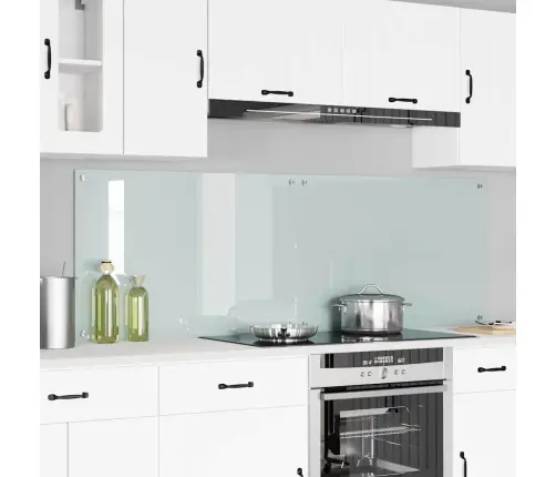 Virtuves Aizsargpanelis Balts 90 X 60 X 0.8 Cm Rūdīts Stikls Vidaxl