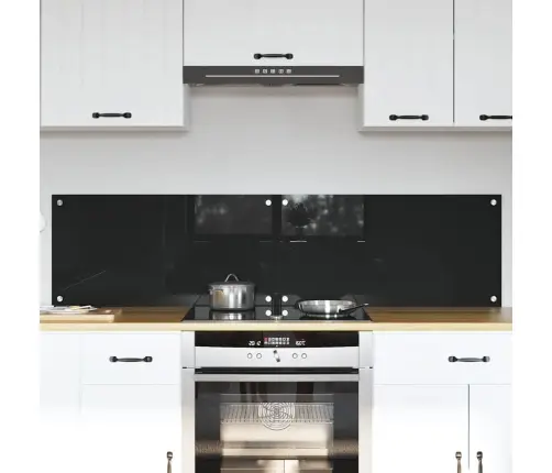 Virtuves Aizsargpanelis Melna 80 X 40 X 0.8 Cm Rūdīts Stikls Vidaxl