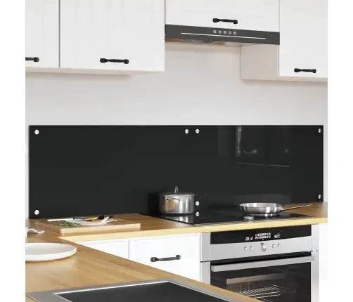 Virtuves Aizsargpanelis Melna 80 X 40 X 0.8 Cm Rūdīts Stikls Vidaxl