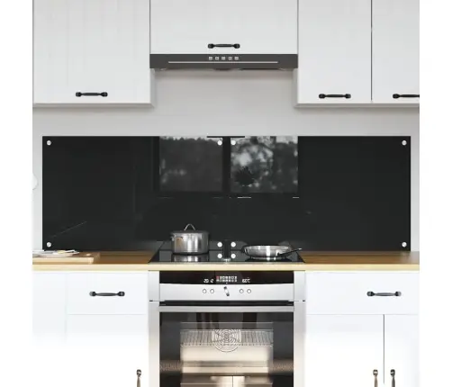 Virtuves Aizsargpanelis Melna 80 X 50 X 0.8 Cm Rūdīts Stikls Vidaxl