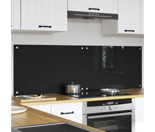Virtuves Aizsargpanelis Melna 80 X 50 X 0.8 Cm Rūdīts Stikls Vidaxl
