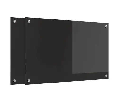 Virtuves Aizsargpanelis Melna 80 X 50 X 0.8 Cm Rūdīts Stikls Vidaxl