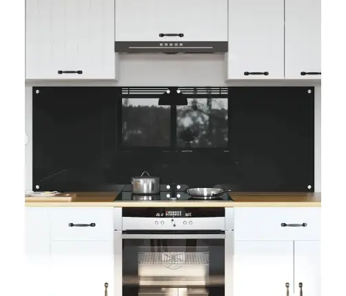 Virtuves Aizsargpanelis Melna 80 X 60 X 0.8 Cm Rūdīts Stikls Vidaxl
