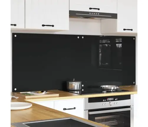Virtuves Aizsargpanelis Melna 80 X 60 X 0.8 Cm Rūdīts Stikls Vidaxl