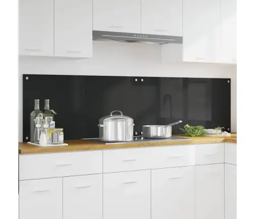 Virtuves Aizsargpanelis Melna 100 X 50 X 0.8 Cm Rūdīts Stikls Vidaxl