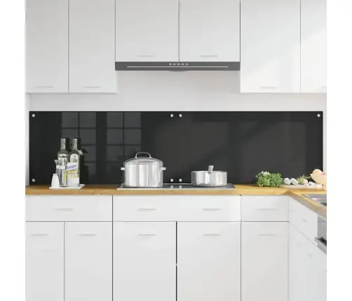 Virtuves Aizsargpanelis Melna 100 X 50 X 0.8 Cm Rūdīts Stikls Vidaxl