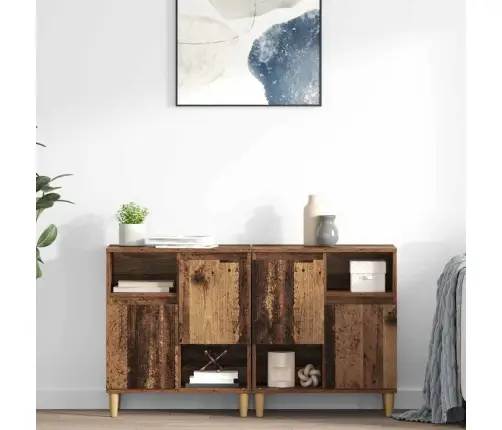 Šoninės Lentynos 2 Pcs Senovinis Medis 60 X 35 X 70 Cm