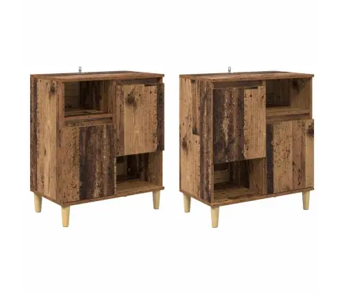 Šoninės Lentynos 2 Pcs Senovinis Medis 60 X 35 X 70 Cm