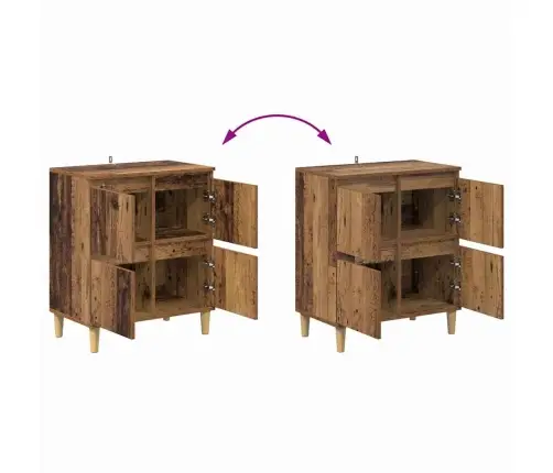 Šoninės Lentynos 3 Pcs Senovinis Medis 60 X 35 X 70 Cm