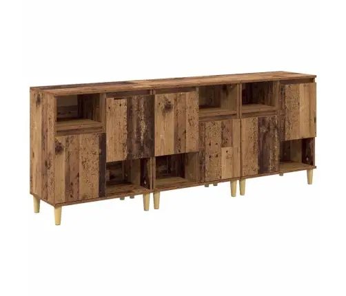 Sānu Skapji 3 Pcs Vecs Koks 60 X 35 X 70 Cm Inženierijas Koks Vidaxl