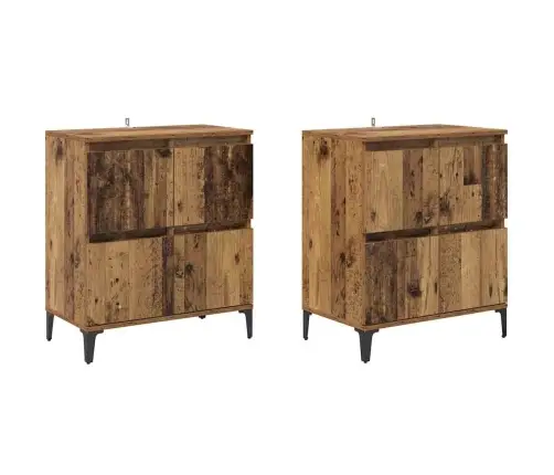 Sānu Skapji 2 Pcs Vecs Koks 60 X 35 X 70 Cm Inženierijas Koks Vidaxl