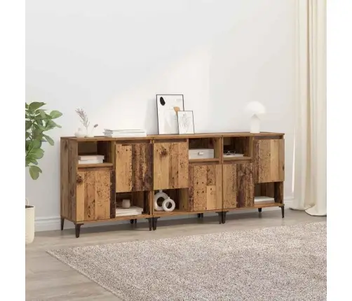 Sānu Skapji 3 Pcs Vecs Koks 60 X 35 X 70 Cm Inženierijas Koks Vidaxl