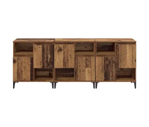 Sānu Skapji 3 Pcs Vecs Koks 60 X 35 X 70 Cm Inženierijas Koks Vidaxl