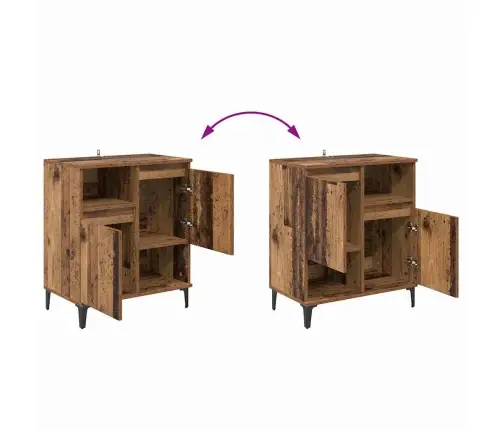 Sānu Skapji 3 Pcs Vecs Koks 60 X 35 X 70 Cm Inženierijas Koks Vidaxl