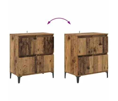 Sānu Skapji 3 Pcs Vecs Koks 60 X 35 X 70 Cm Inženierijas Koks Vidaxl