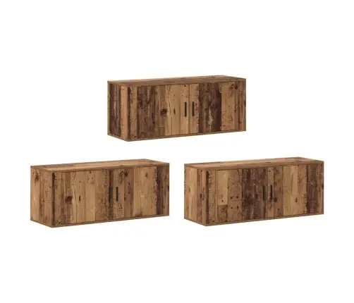 Sienā Piestiprināta Tv Skapīša Komplekts 3 Pcs Vecs Koks Vidaxl