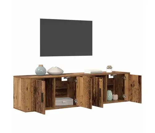 Seinale Paigaldatav Tv Kappi Komplekt 2 Pcs Vana Puit