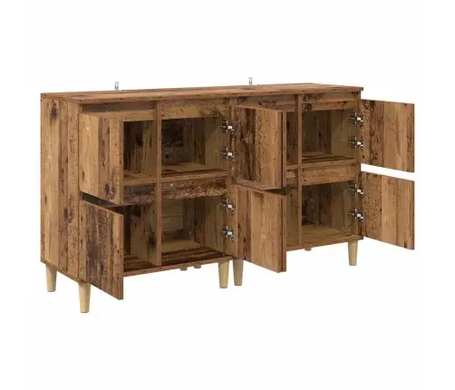 Sānu Skapji 2 Pcs Vecs Koks 60 X 35 X 70 Cm Inženierijas Koks Vidaxl