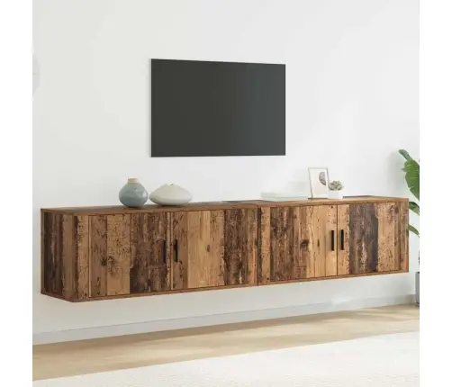 Sienā Piestiprināta Tv Skapīša Komplekts 2 Pcs Vecs Koks Vidaxl