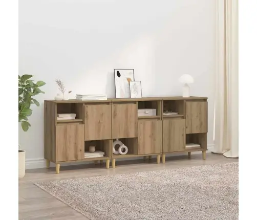 Sānu Skapji 3 Pcs Artisānā Ozols 60 X 35 X 70 Cm Vidaxl