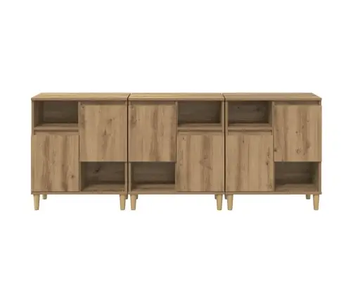 Sānu Skapji 3 Pcs Artisānā Ozols 60 X 35 X 70 Cm Vidaxl