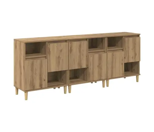 Sānu Skapji 3 Pcs Artisānā Ozols 60 X 35 X 70 Cm Vidaxl