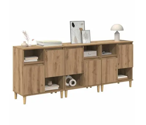 Sānu Skapji 3 Pcs Artisānā Ozols 60 X 35 X 70 Cm Vidaxl