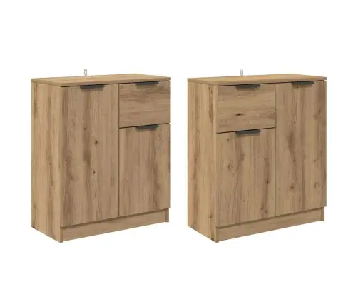 Šoninės Lentynos 2 Pcs Amatininkų Ąžuolas 60 X 30 X 70 Cm