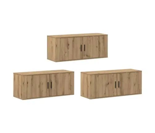 Sienā Piestiprināta Tv Skapīša Komplekts 3 Pcs Artisānā Ozols Vidaxl