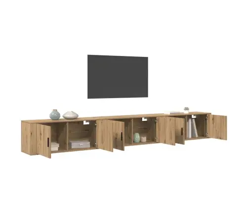 Sienā Piestiprināta Tv Skapīša Komplekts 3 Pcs Artisānā Ozols Vidaxl