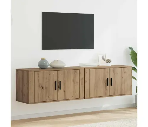 Sienā Piestiprināta Tv Skapīša Komplekts 2 Pcs Artisānā Ozols Vidaxl