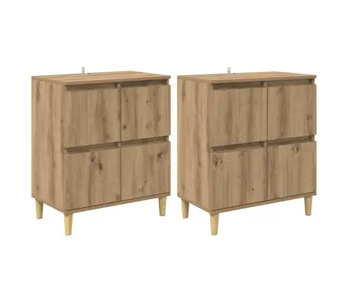 Sānu Skapji 2 Pcs Artisānā Ozols 60 X 35 X 70 Cm Vidaxl