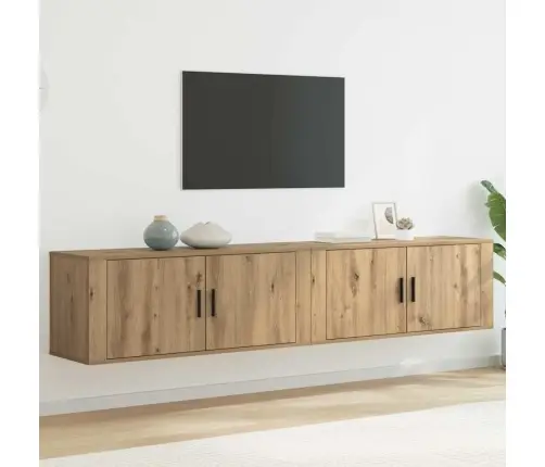 Sienā Piestiprināta Tv Skapīša Komplekts 2 Pcs Artisānā Ozols Vidaxl