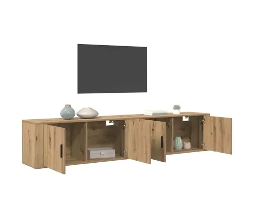 Sienā Piestiprināta Tv Skapīša Komplekts 2 Pcs Artisānā Ozols Vidaxl