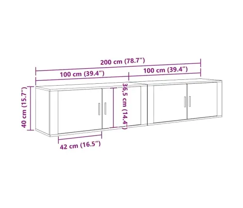 Sienā Piestiprināta Tv Skapīša Komplekts 2 Pcs Artisānā Ozols Vidaxl
