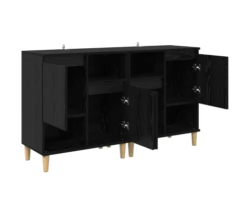 Sānu Skapji 2 Pcs Melns Ozolkoks 60 X 35 X 70 Cm Vidaxl