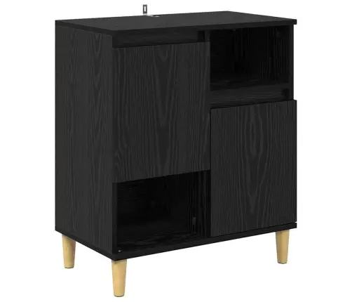 Sānu Skapji 2 Pcs Melns Ozolkoks 60 X 35 X 70 Cm Vidaxl