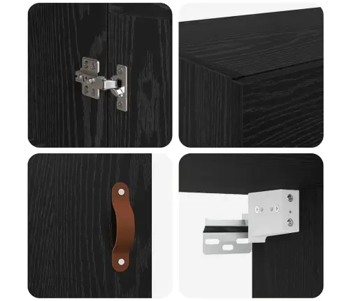 Prikabinama Spinta 2 Pcs Juodas Ąžuolas 69,5 X 34 X 90 Cm