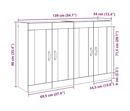 Prikabinama Spinta 2 Pcs Juodas Ąžuolas 69,5 X 34 X 90 Cm