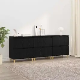 Šoninės Lentynos 3 Pcs Juodas Ąžuolas 60 X 35 X 70 Cm