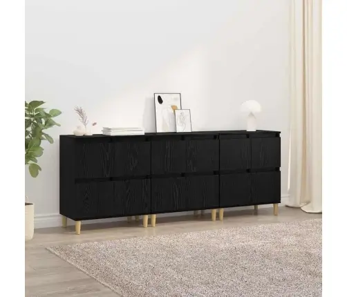 Šoninės Lentynos 3 Pcs Juodas Ąžuolas 60 X 35 X 70 Cm