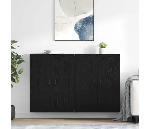 Sienas Skapji 2 Pcs Melns Ozolkoks 69,5 X 34 X 90 Cm Vidaxl