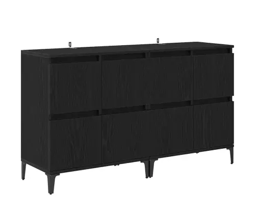 Kappide Külgedel 2 Pcs Must Tamm 60 X 35 X 70 Cm Tehispuit