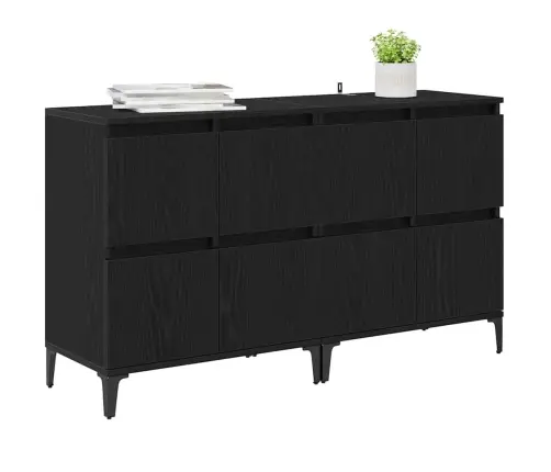 Kappide Külgedel 2 Pcs Must Tamm 60 X 35 X 70 Cm Tehispuit