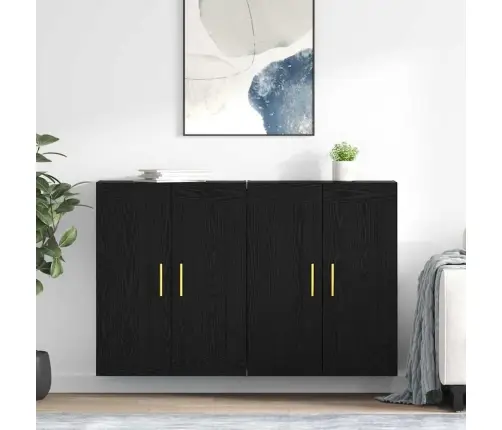 Sienas Skapji 2 Pcs Melns Ozolkoks 69,5 X 34 X 90 Cm Vidaxl