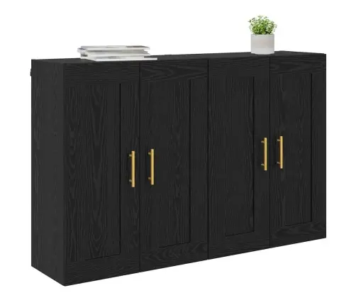 Sienas Skapji 2 Pcs Melns Ozolkoks 69,5 X 34 X 90 Cm Vidaxl