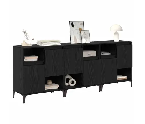 Šoninės Lentynos 3 Pcs Juodas Ąžuolas 60 X 35 X 70 Cm