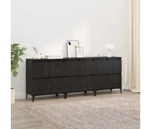 Kappide Külgedel 3 Pcs Must Tamm 60 X 35 X 70 Cm Tehispuit