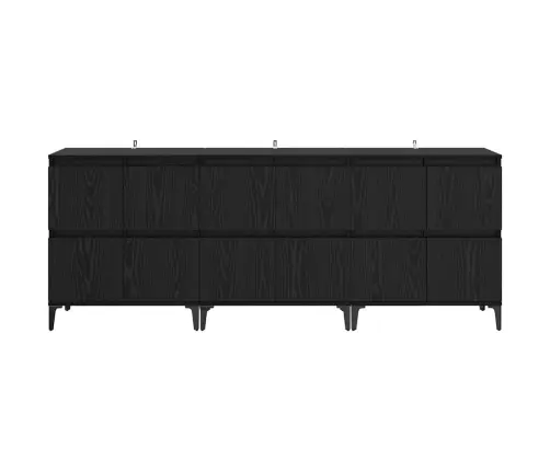 Kappide Külgedel 3 Pcs Must Tamm 60 X 35 X 70 Cm Tehispuit